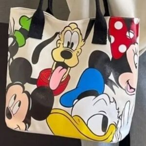 Disney Character Multicolor  Canvas Tote Bag - NEW